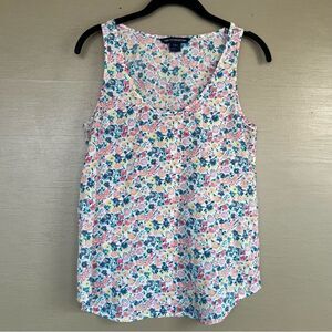 French Connection Floral Print Rounded Hem Cotton Tank Top